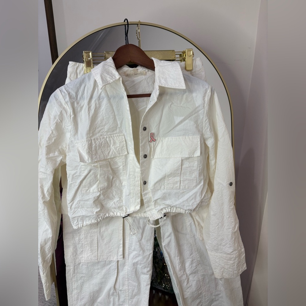 White Women's Lightweight Utility Jacket and Pants Set - Picture 2 of 11